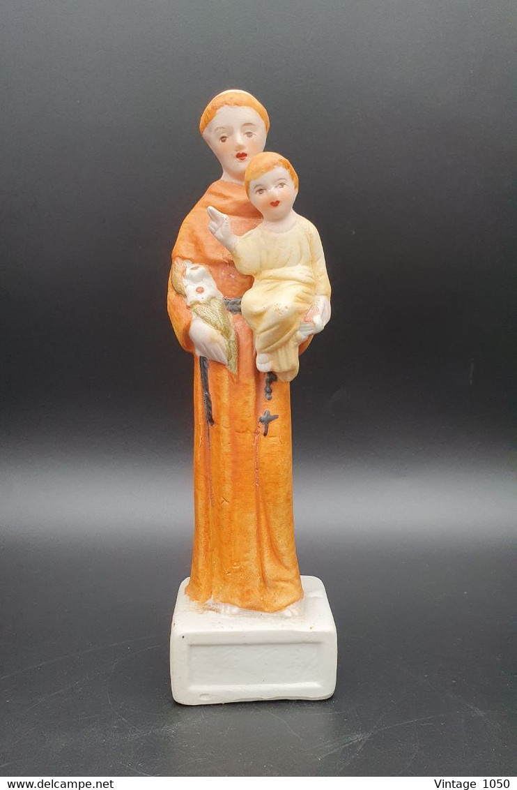 ✅Mini Saint Antoine De Padoue Biscuit Porcelaine  Ht 16cm  NS #220612 - Arte Religioso