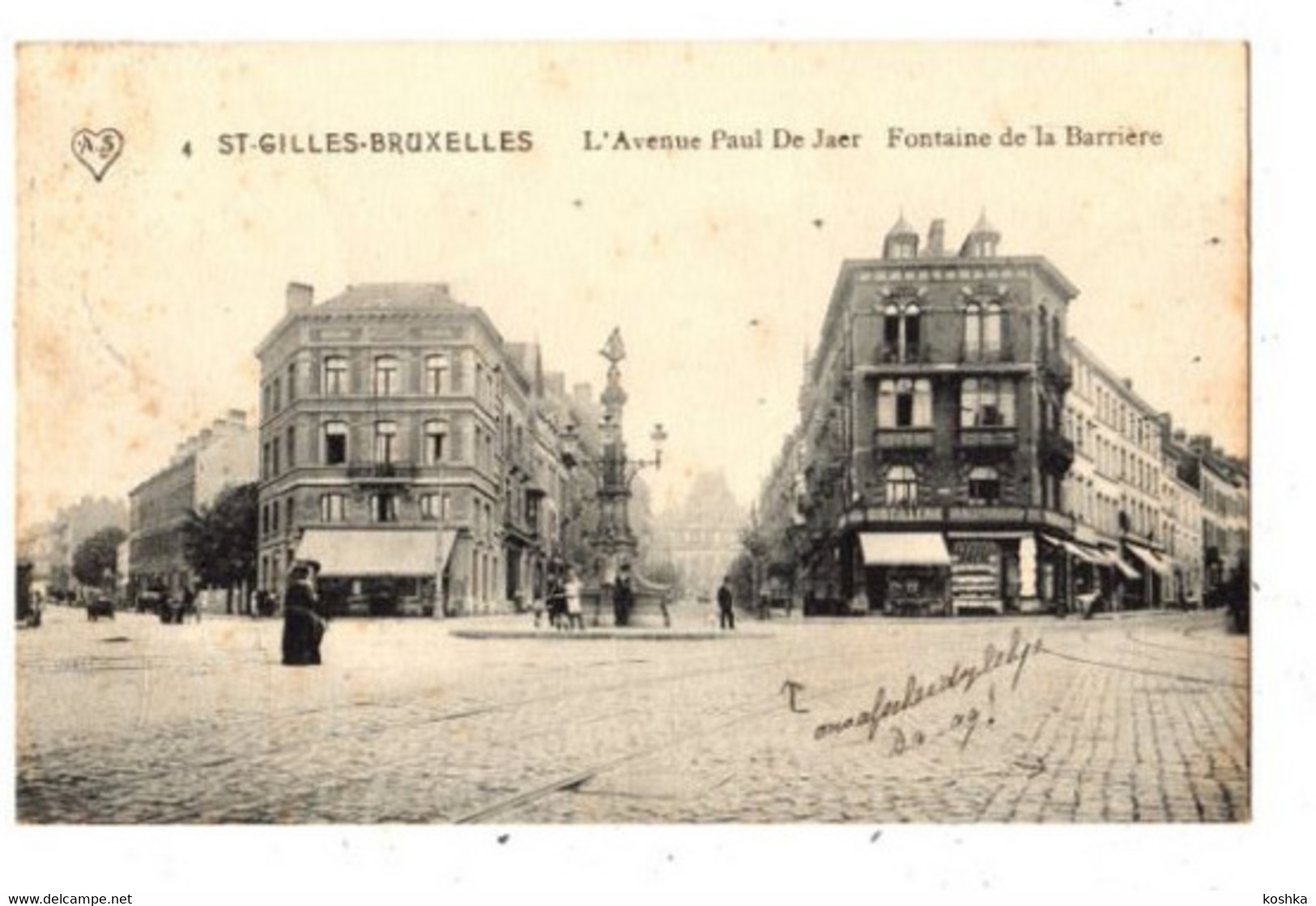 ST GILLES - Brussel - Bruxelles - Avenue Paul De Jaer - Fontaine De La Barrière - Verzonden 1912 - édit A.S. 4 - St-Gilles - St-Gillis