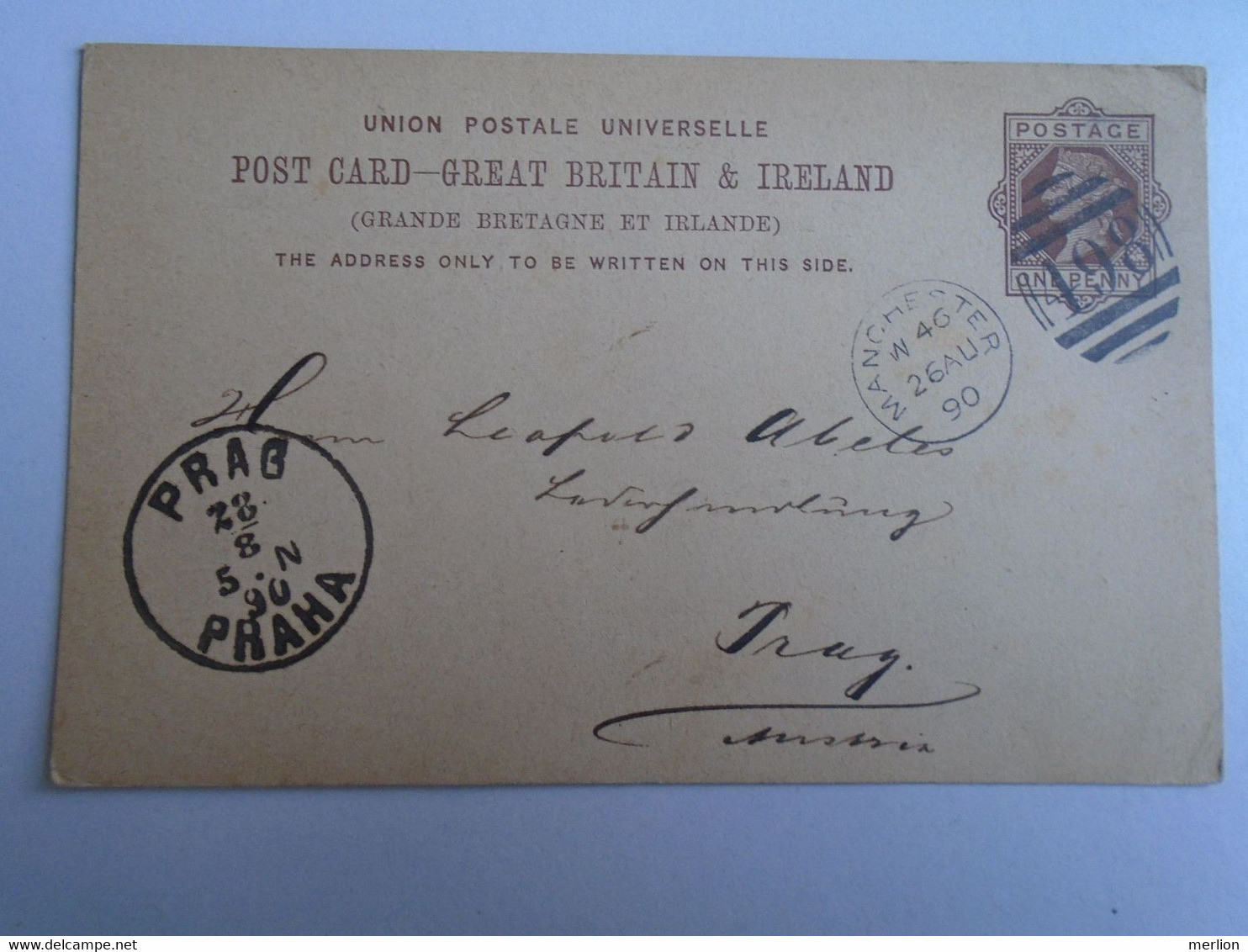 D191554   Postal Stationery -  Cancel Manchester  1890  R.Seige & Co.  -sent To Leopold Abeles - Prag Praha - Non Classés