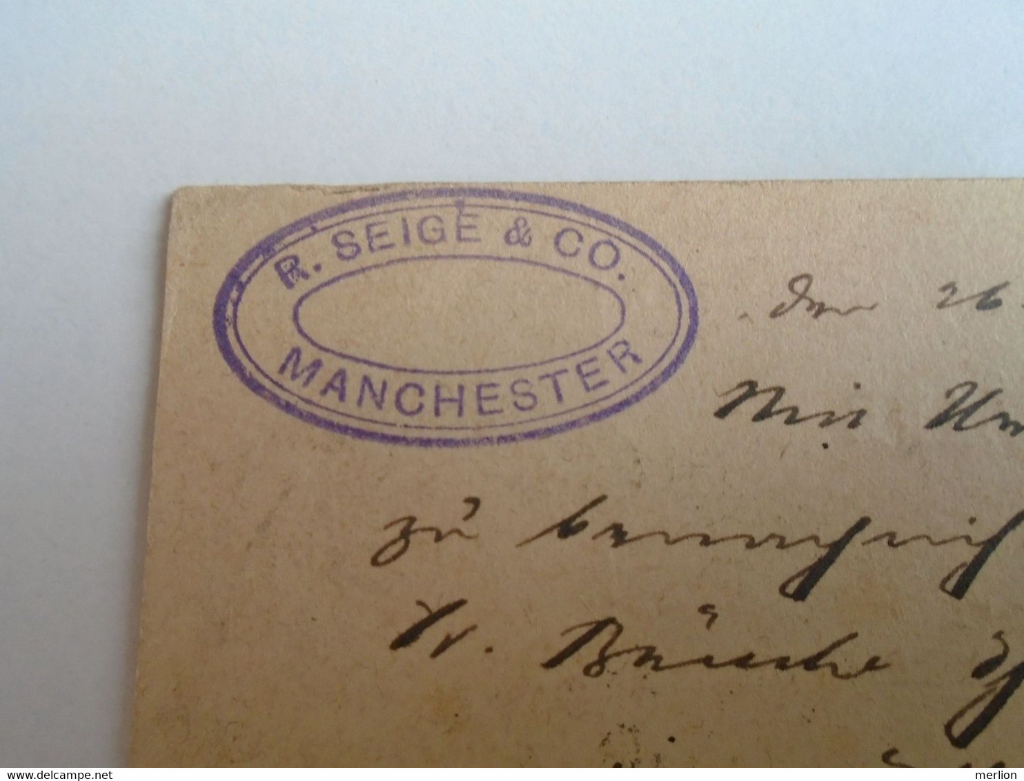 D191554   Postal Stationery -  Cancel Manchester  1890  R.Seige & Co.  -sent To Leopold Abeles - Prag Praha - Sin Clasificación