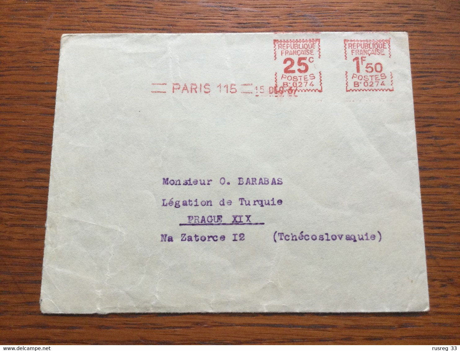 HA4641 France 1937 Brief Mit Afs Von Paris Nach Prag - Cartas & Documentos