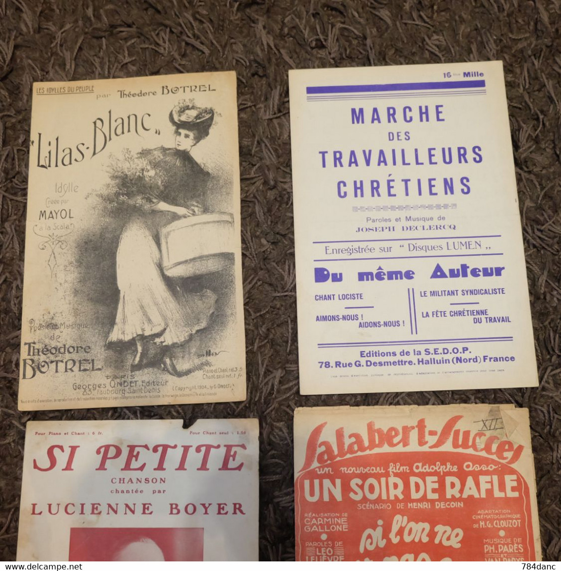 Lot 4 Partitions  LILAS-BLANC - LES IDYLLES DU PEUPLE - BOTREL Joseph Declercq Lucienne Boyer Pierre Bayle - Song Books