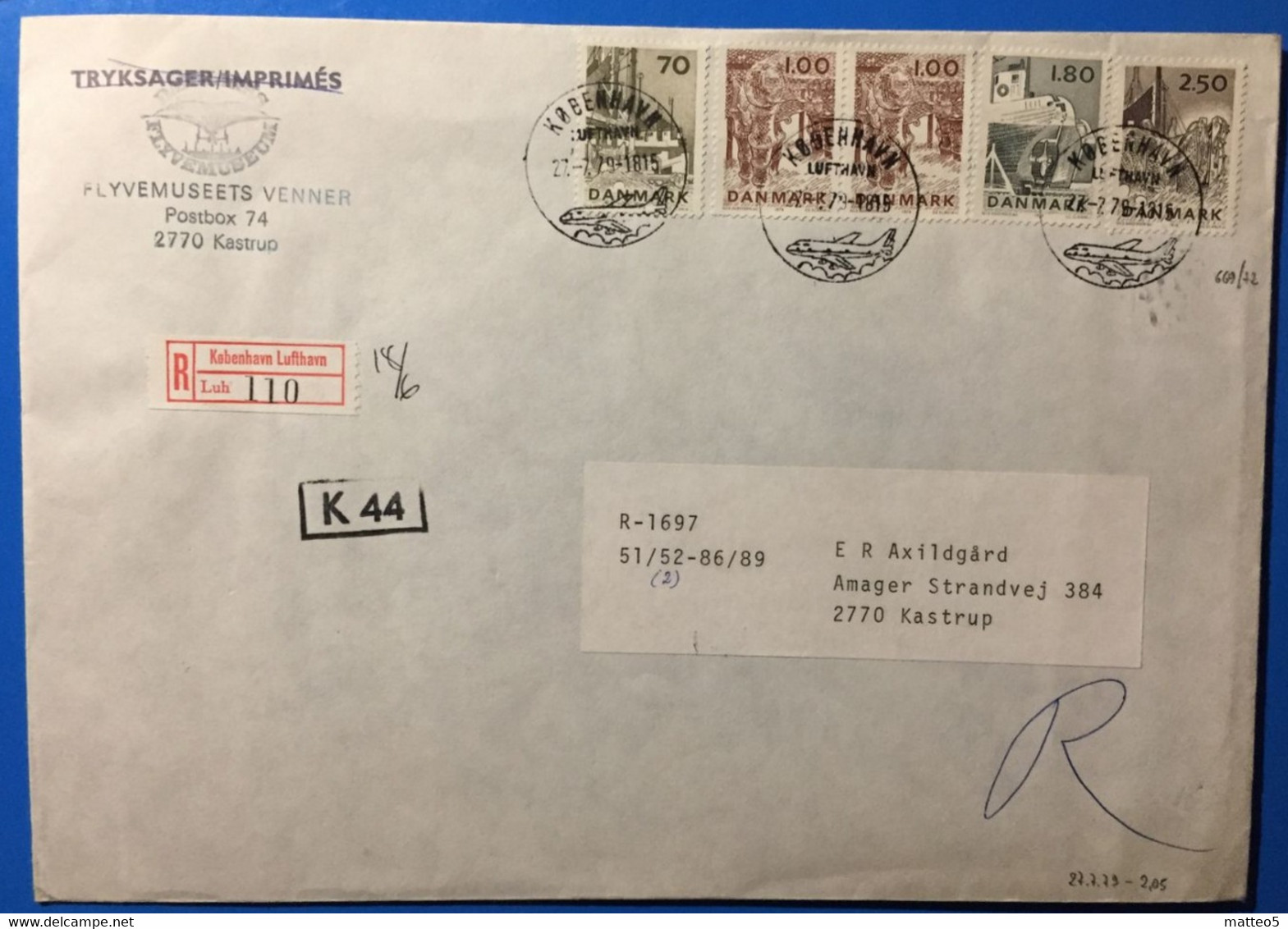 1979 - DanMark - Traveled Mai - Kastrup - 697 - Cartas & Documentos