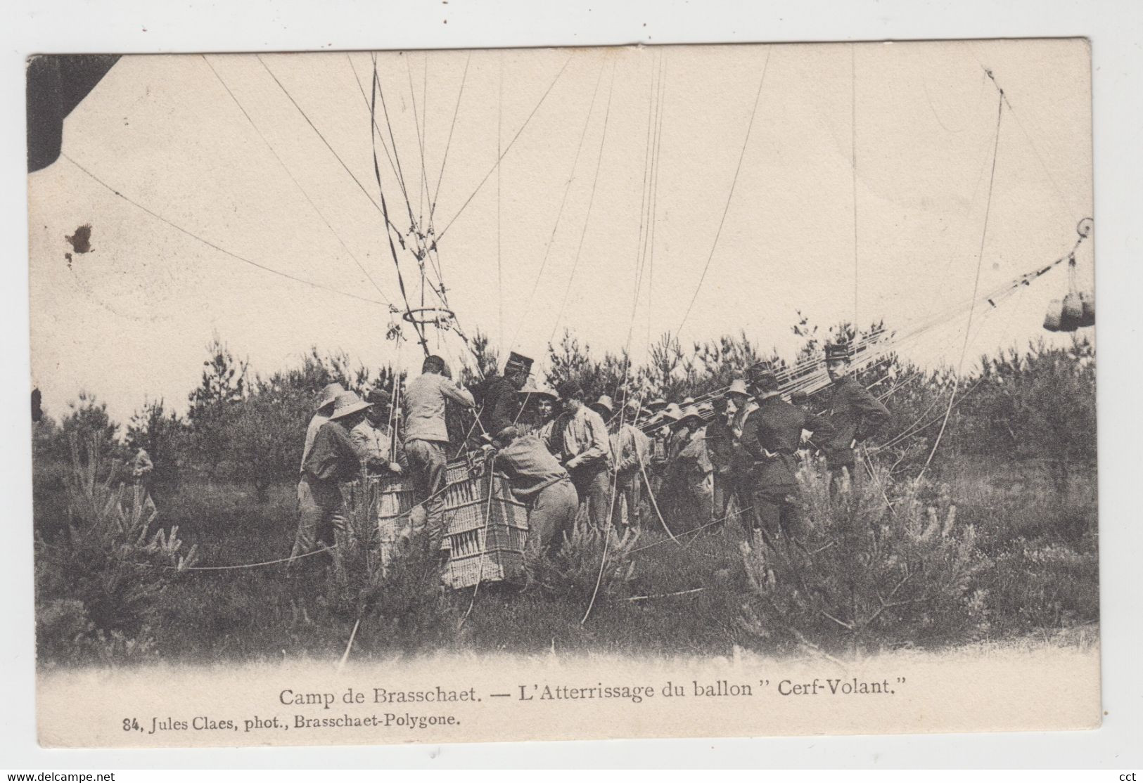 Brasschaat  (Belgique)  L'Atterrissage Du Ballon "Cerf-Volant"   Edit Jules Claes N° 84 - Montgolfières