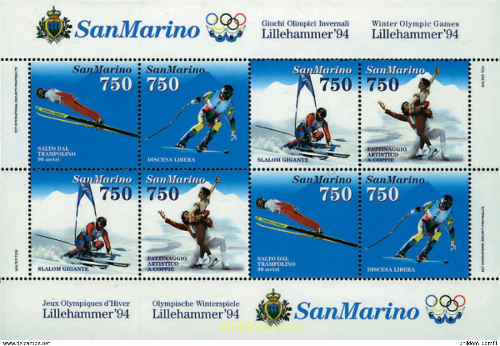 71638 MNH SAN MARINO 1994 17 JUEGOS OLIMPICOS INVIERNO LILLEHAMMER 1994 - Gebraucht