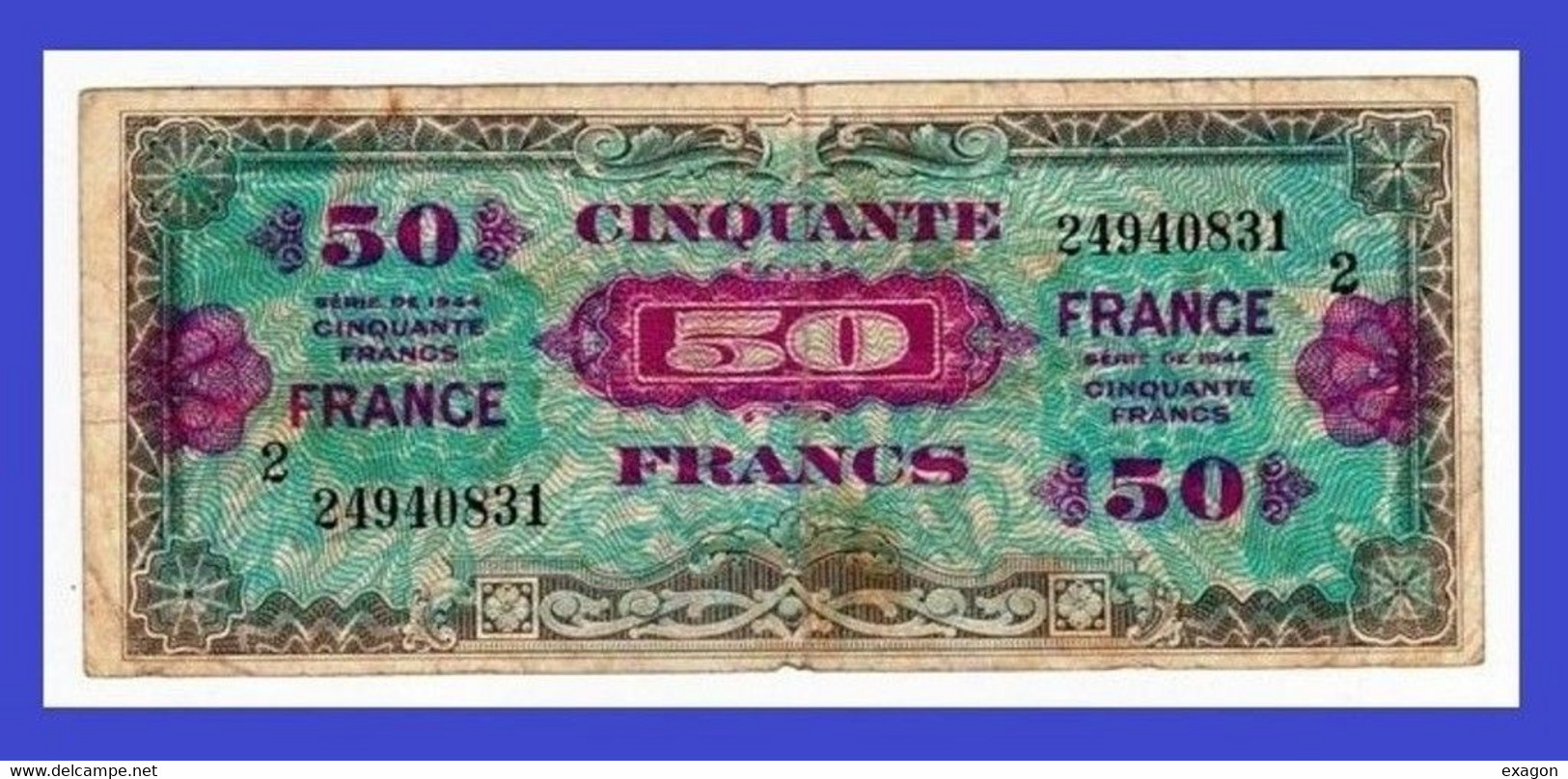 Banconota Occupazione Americana Della Francia -  50 FRANCS - 1944 - Stock 98 - 1944 Drapeau/Francia