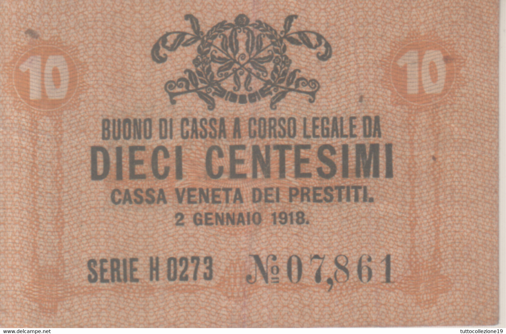 BUONO DA 10 CENTESIMI CASSA VENETA DEI PRESTITI OCCUPAZIONE AUSTRO TEDESCA - A Identificar