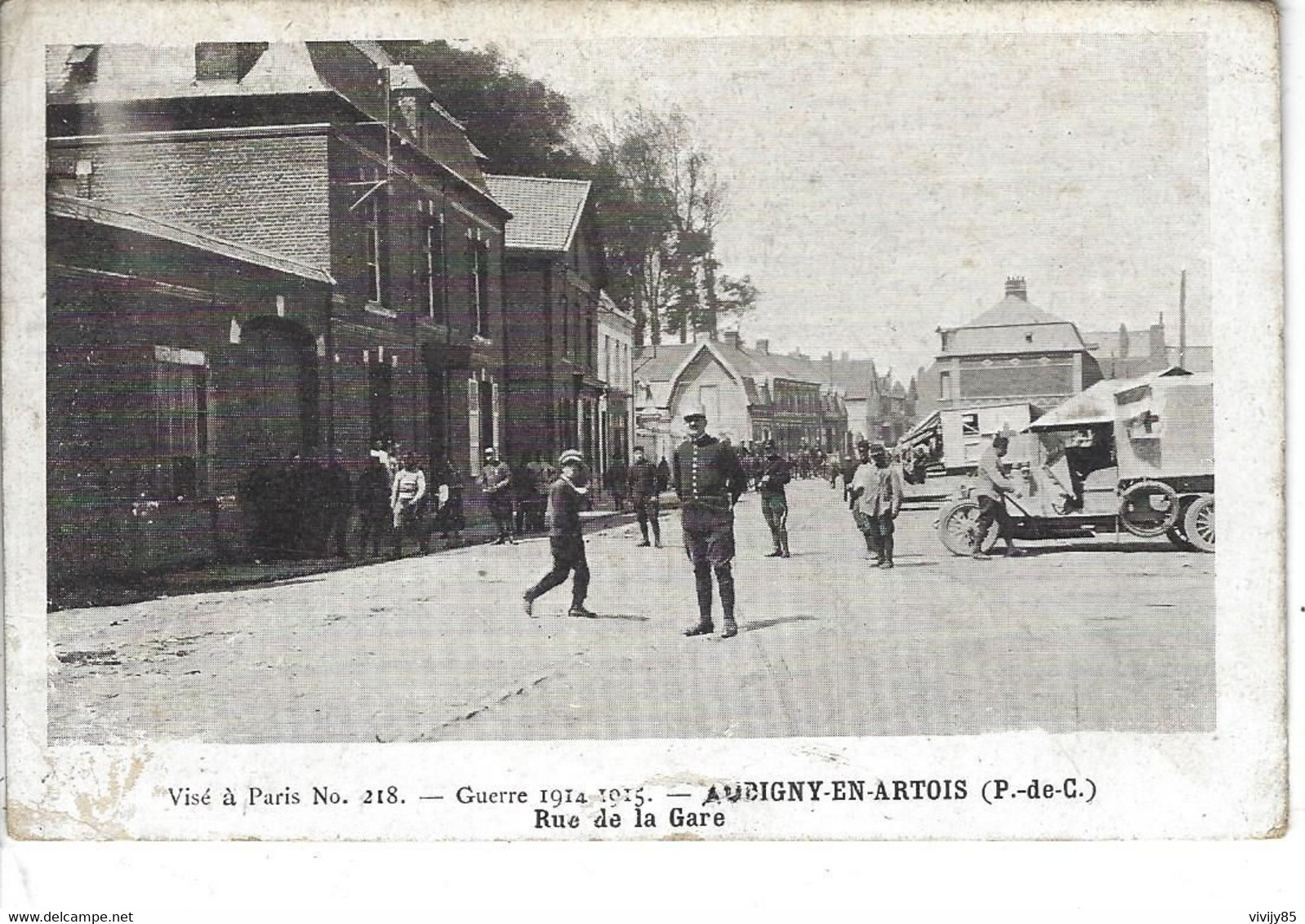 62 - AUBIGNY EN ARTHOIS - Vue Animée Rare De La Rue De La Gare - Guerre 1914-1915 - Aubigny En Artois
