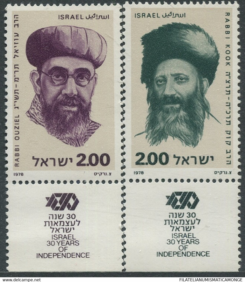 Israel 1979 Correo 708/09 **/MNH Personalidades En La Historia Moderna.(2val.) - Ungebraucht (mit Tabs)