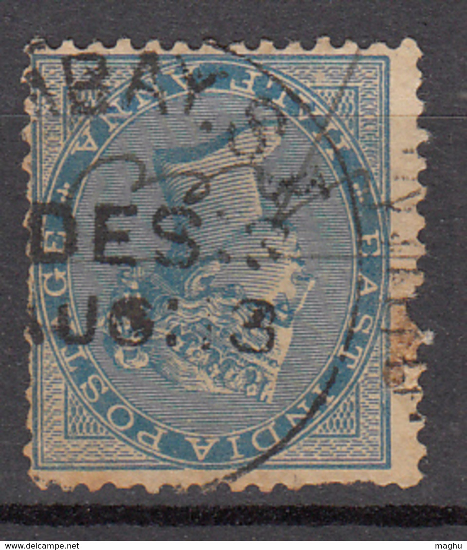 Bombay SE, Local, On Half Anna JC Type 15 Sub Type,  British India Used, Early Indian Cancellations, Cond., Damage, - 1854 Britische Indien-Kompanie