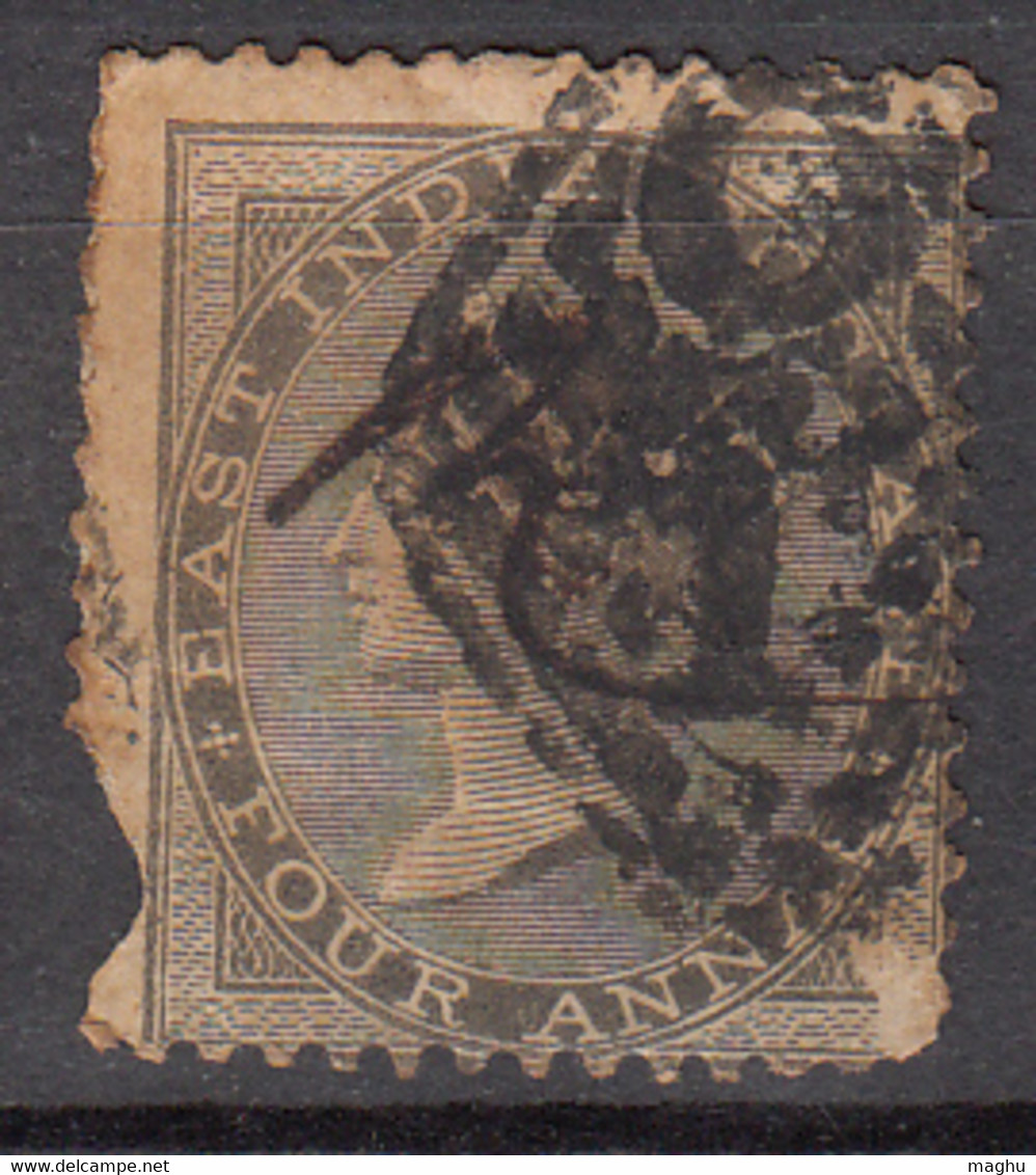 Variety 'O' Instead Of 'C', C1 Madras / Cooper 6 /, British East India Used, Early Indian Cancellations, Cond., Damage - 1854 East India Company Administration