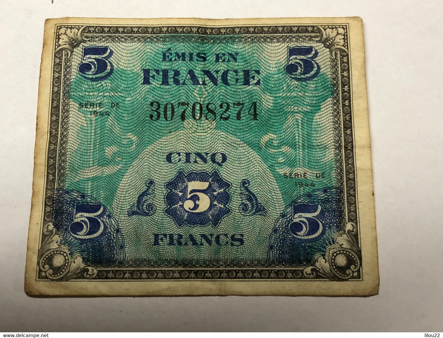 5 Francs 1944 Drapeau/France - 1944 Flag/France