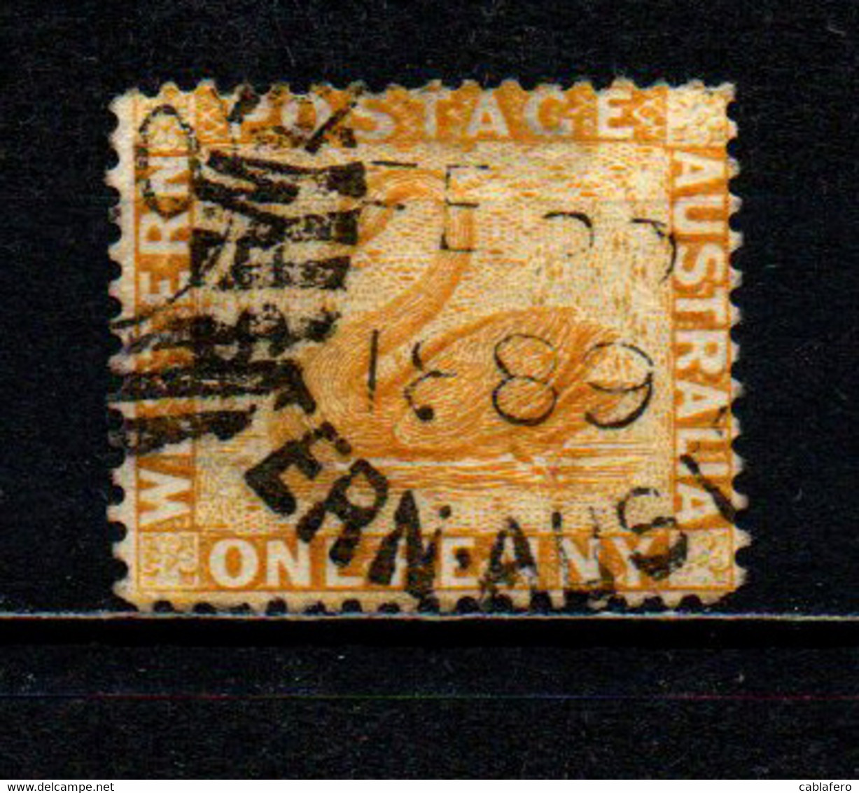 WESTERN AUSTRALIA - 1882 - Swan - 1p Ocher Yellow - Wmkd. Crown And C A - Perf. 14 - USATO - Used Stamps