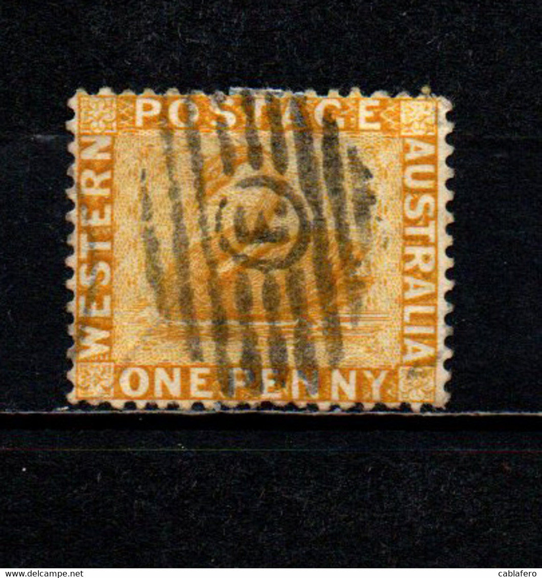 WESTERN AUSTRALIA - 1882 - Swan - 1p Ocher Yellow - Wmkd. Crown And C A - Perf. 14 - USATO - Used Stamps