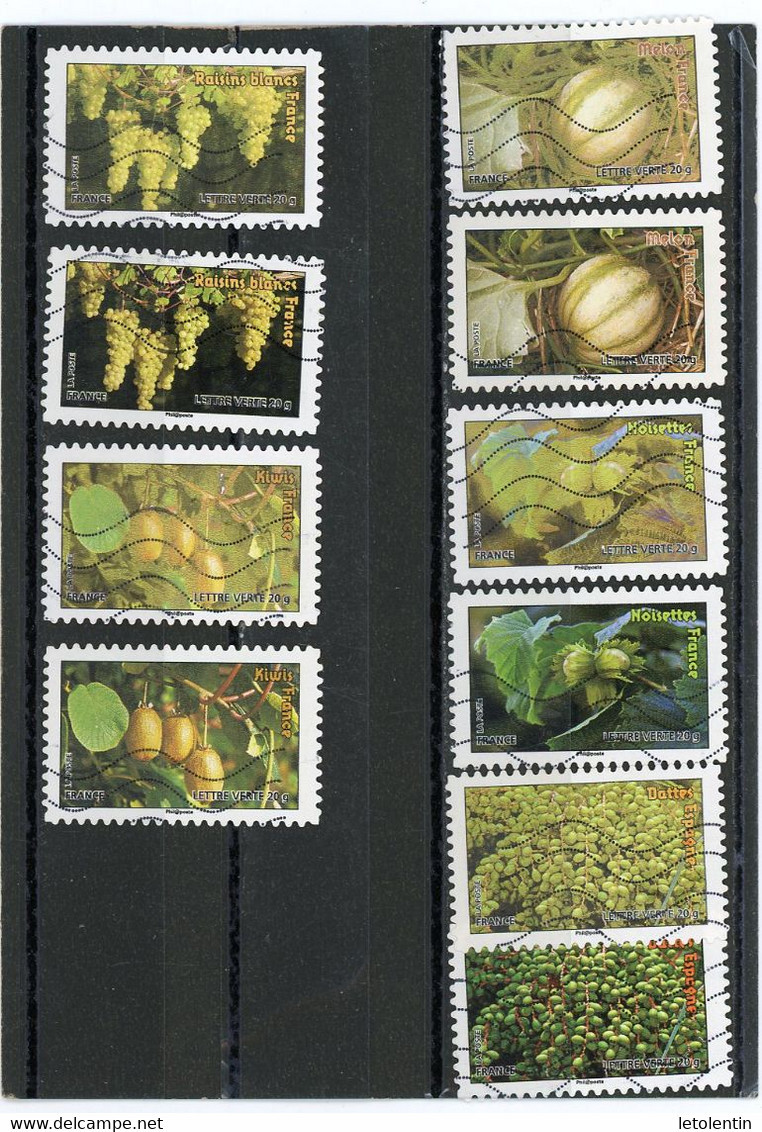 FRANCE - FRUITS - N° Yvert Adhesif 687/690+693 Obli CLAIRE + UN NORMAL (PANNE DU NOIR ?) - Used Stamps