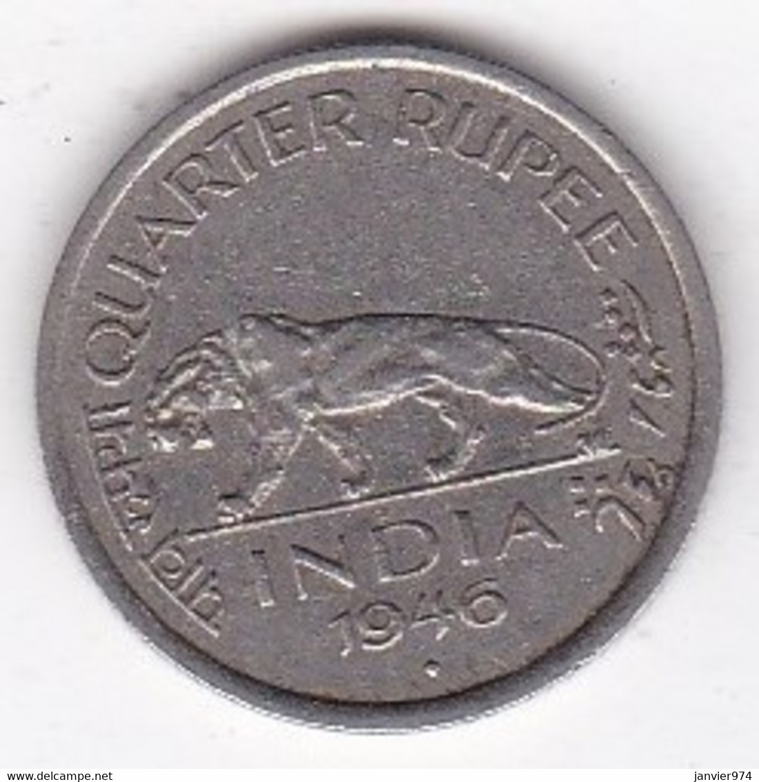 Inde Quarter Rupee 1945 , George VI,  En Nickel , KM# 548 - India