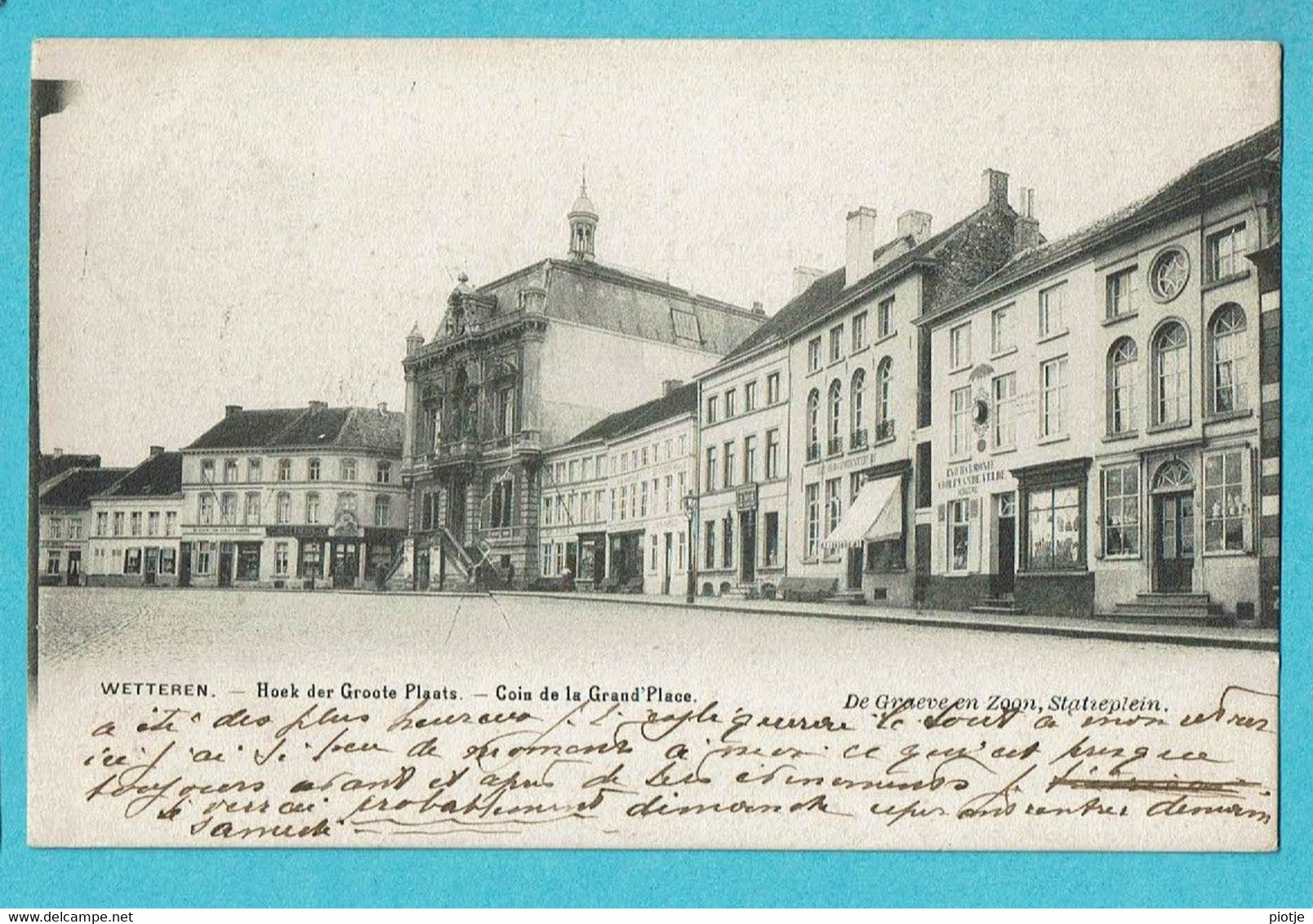 * Wetteren (Oost Vlaanderen) * (De Graeve En Zoon) Hoek Der Grote Plaats, Coin De La Grand'Place, Café Old, Rare - Wetteren