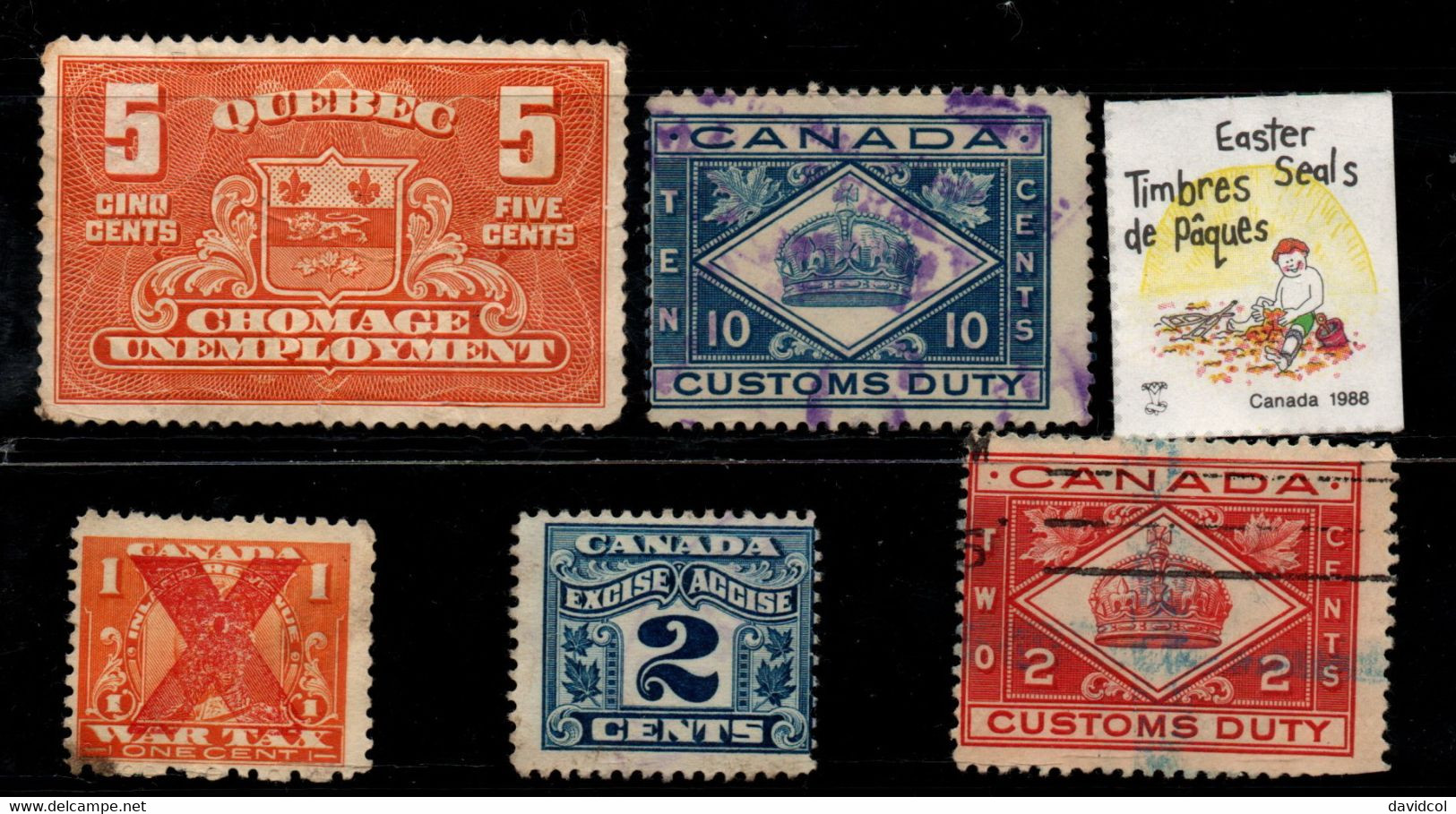 0228- CANADA -B.O.B- LABELS, REVENUES LOT X 6 - Local, Strike, Seals & Cinderellas