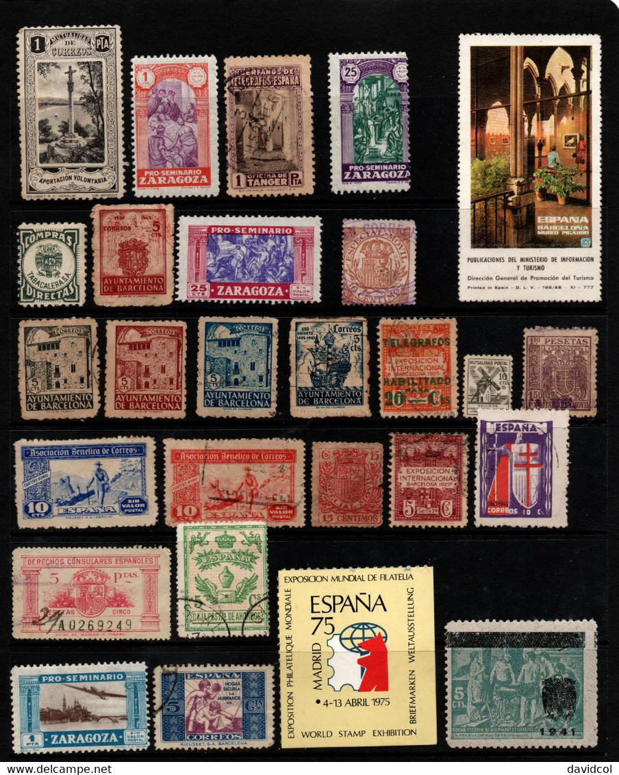 0231- SPAIN -B.O.B - LABELS - BARCELONA, ZARAGOZA, PUBLICITARY, RELIGIOUS, TELEGRAPHS. LOT X  27 - Collections