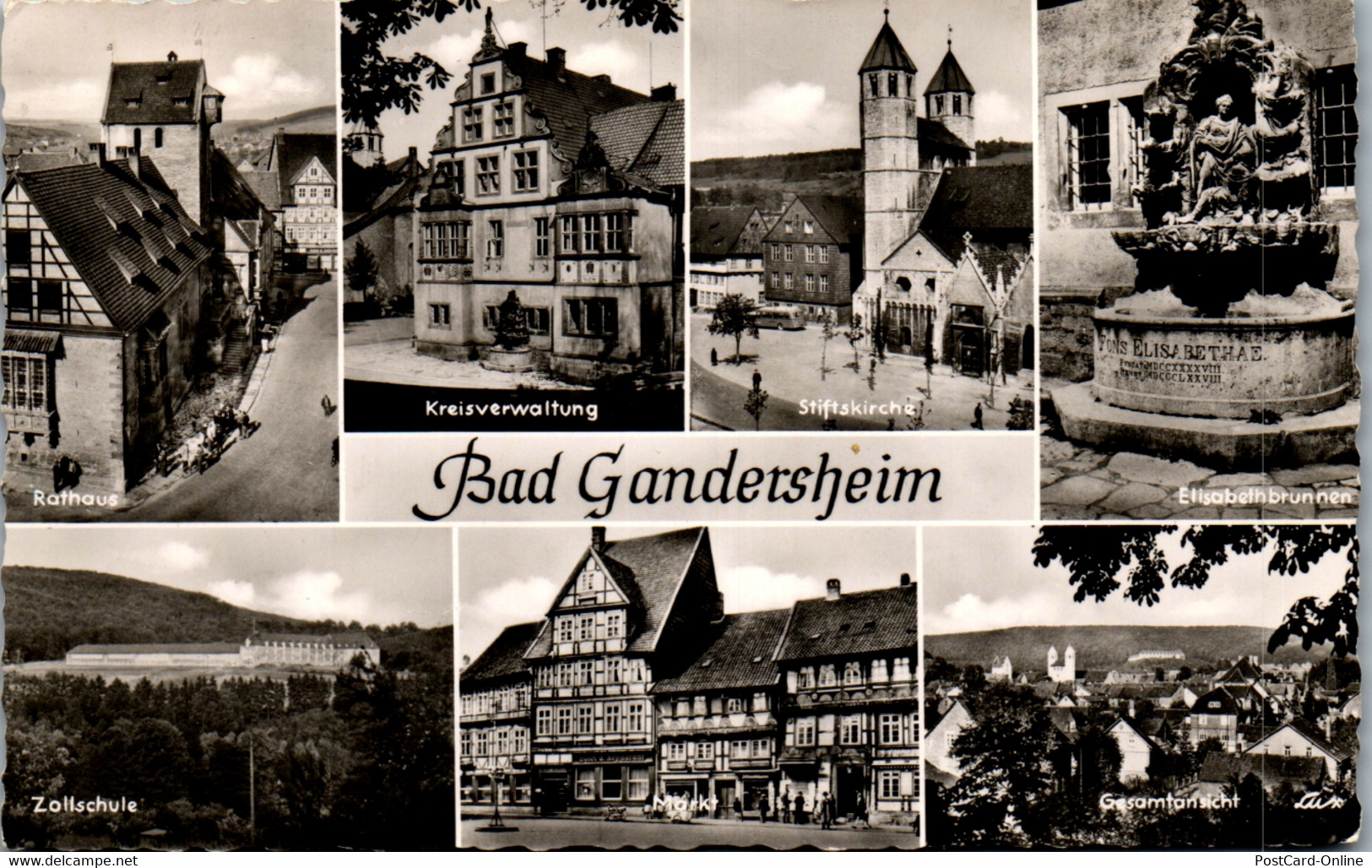 40709 - Deutschland - Bad Gandersheim , Kreisverwaltung , Zollschule , Markt , Mehrbildkarte - Gelaufen - Bad Gandersheim