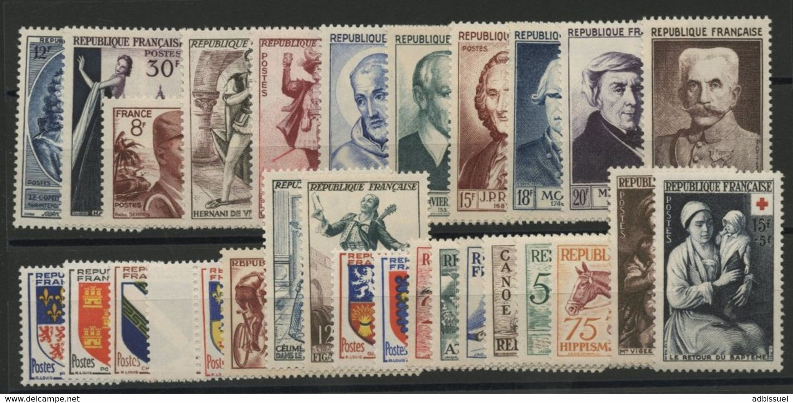 1953 ANNEE COMPLETE NEUVE SANS CHARNIERE ** (MNH) Cote 191 €. N° 940 à 967. Qualité TB. - 1950-1959