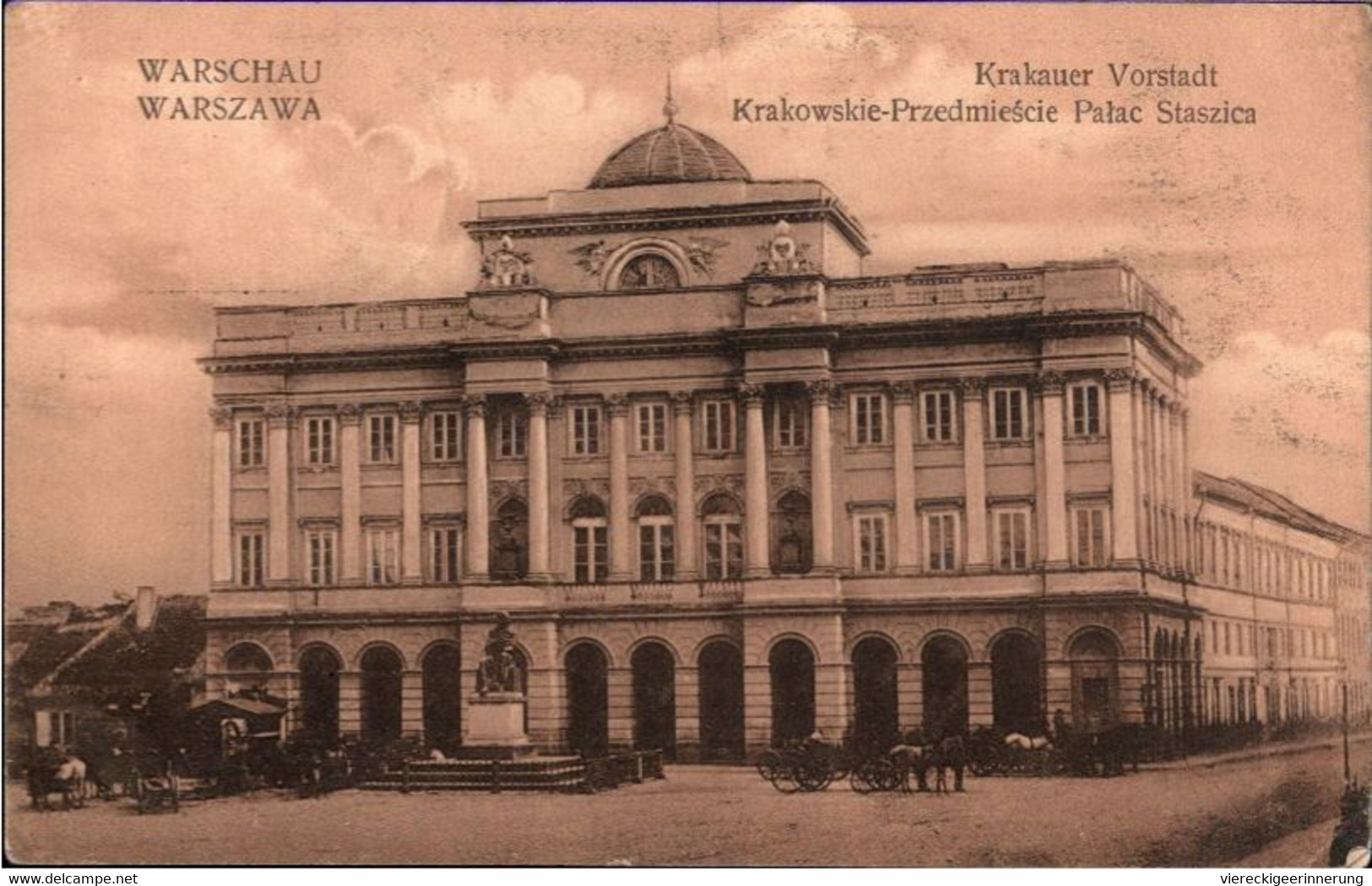 ! Old Postcard, Alte Ansichtskarte Warschau, Warszawa, Staszica 1. Weltkrieg, Feldpost 1915, Abs. Brest Litowsk N. Posen - Poland