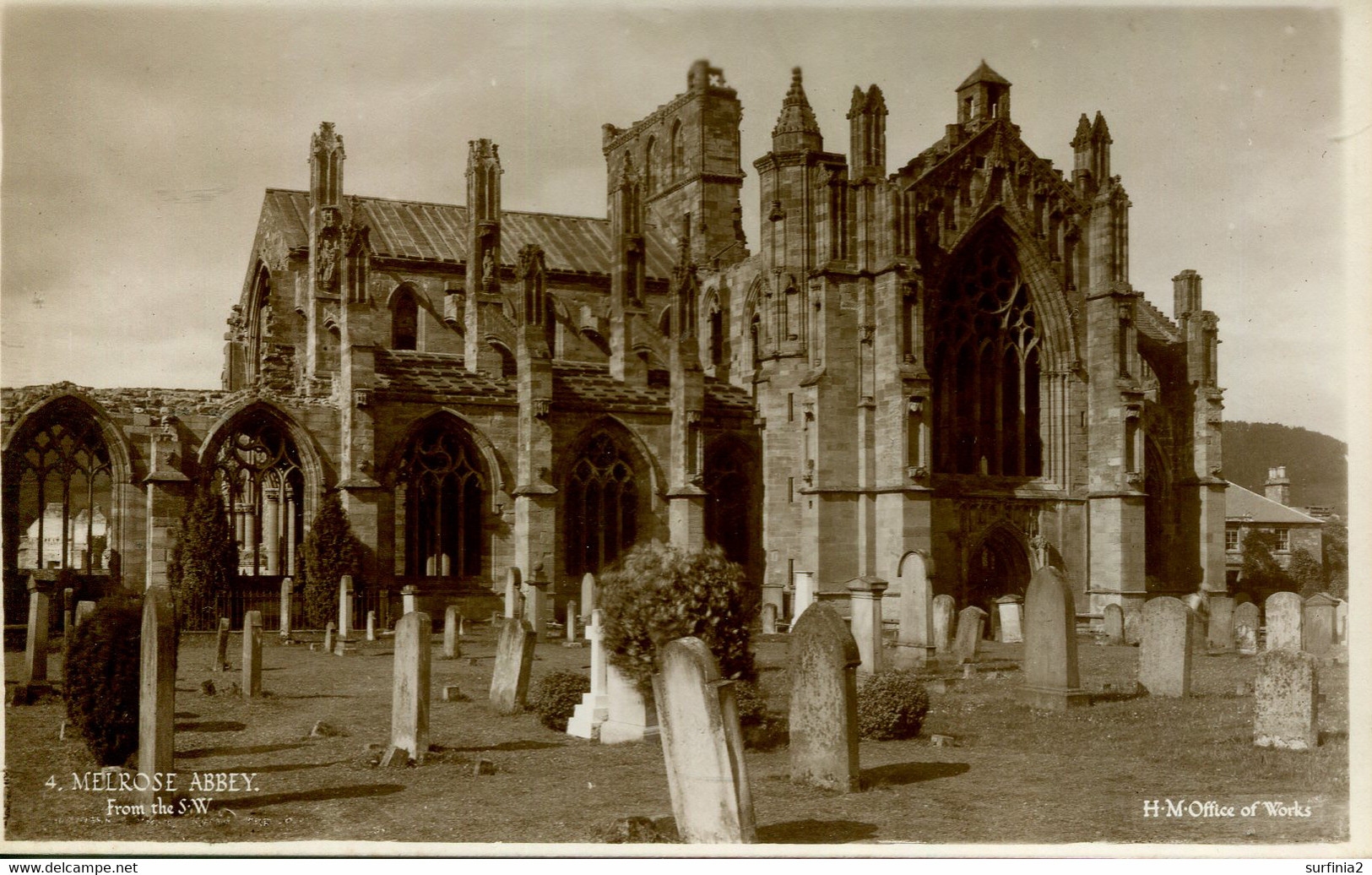 ROXBURGH - MELROSE ABBEY -  FROM THE SW RP Rox36 - Roxburghshire