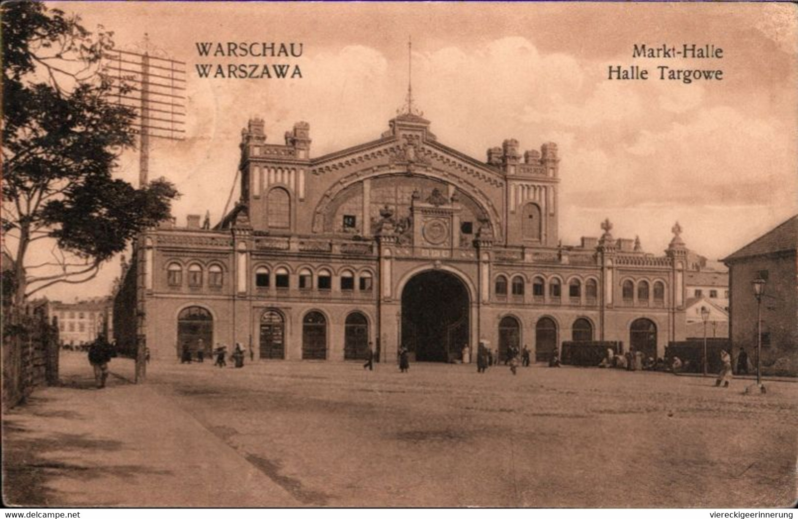 ! Alte Ansichtskarte Warschau, Warszawa, Markthalle, 1. Weltkrieg, Feldpost 1915, Abs. Brest Litowsk N. Posen - Pologne