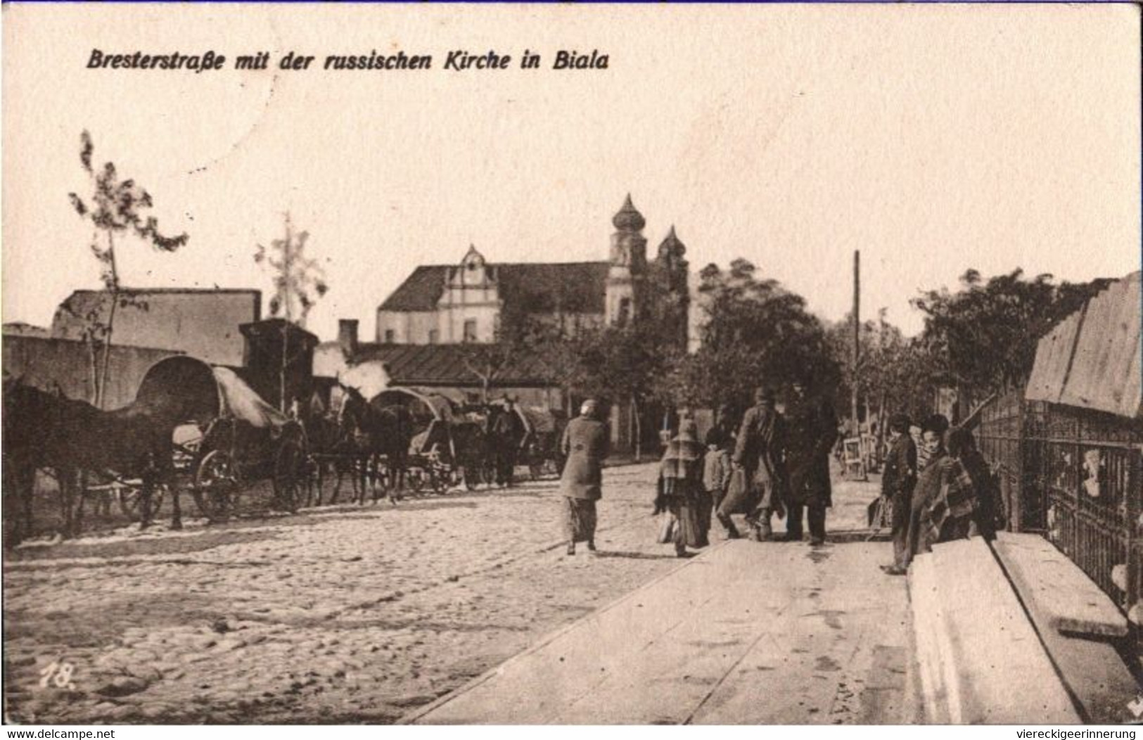 ! Alte Ansichtskarte Biala, Brester Straße, Russ. Kirche, 1. Weltkrieg, Feldpost 1916, Abs. Brest Litowsk N. Posen - Pologne