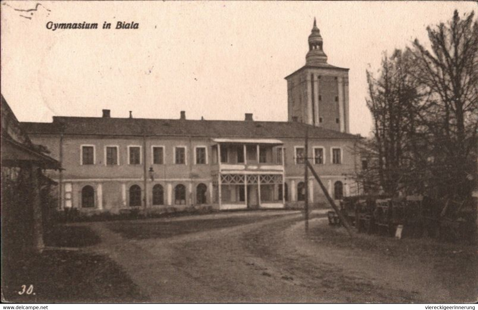 ! Alte Ansichtskarte Biala, Gymnasium, 1. Weltkrieg, Feldpost 1916, Abs. Brest Litowsk N. Posen - Pologne
