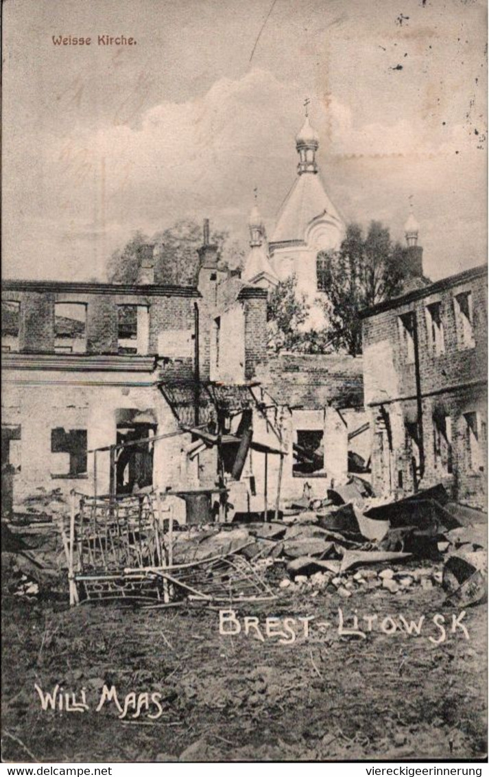 ! Alte Ansichtskarte 1. Weltkrieg, Feldpost 1915, Brest Litowsk, Kirche N. Posen - Bielorussia