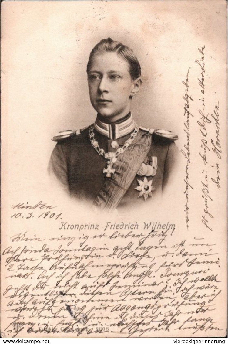 ! Alte Ansichtskarte, Kronprinz Friedrich Wilhelm Von Preußen, 1901, Adel, Minden - Familles Royales