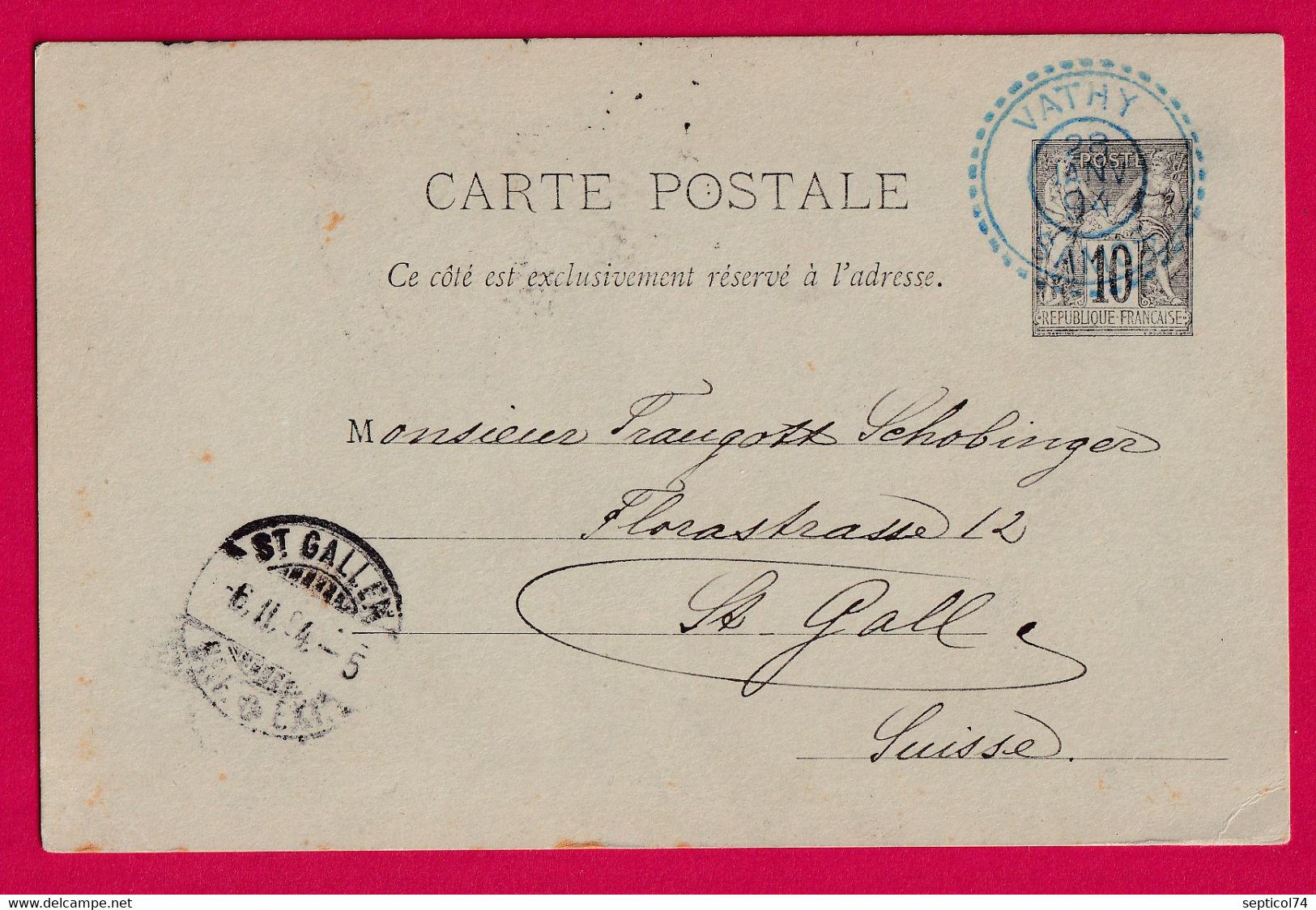 ENTIER SAGE CAD BLEU VATHY SAMOS GRECE GREECE POUR ST GALL SUISSE LETTRE COVER - Cartas & Documentos