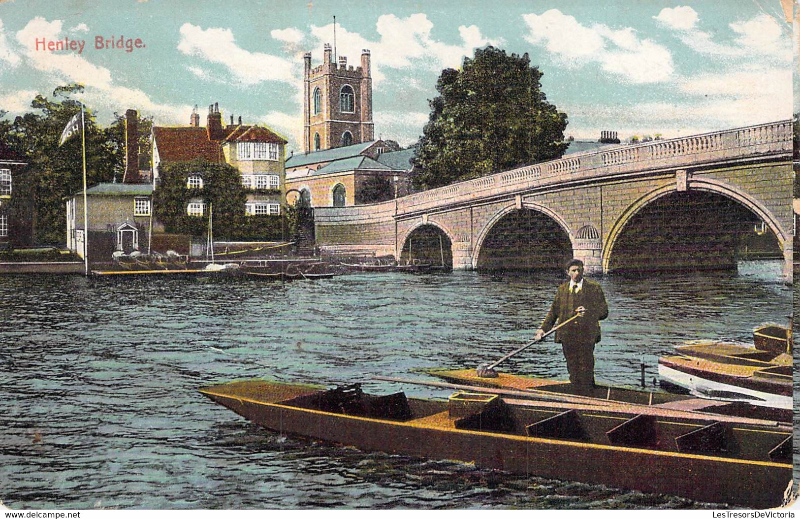 CPA Royaume Unis - Angleterre - Berkshire - Henley Bridge - Oblitérée 1923 - Colorisée - Illustration - Barque - Animée - Andere & Zonder Classificatie