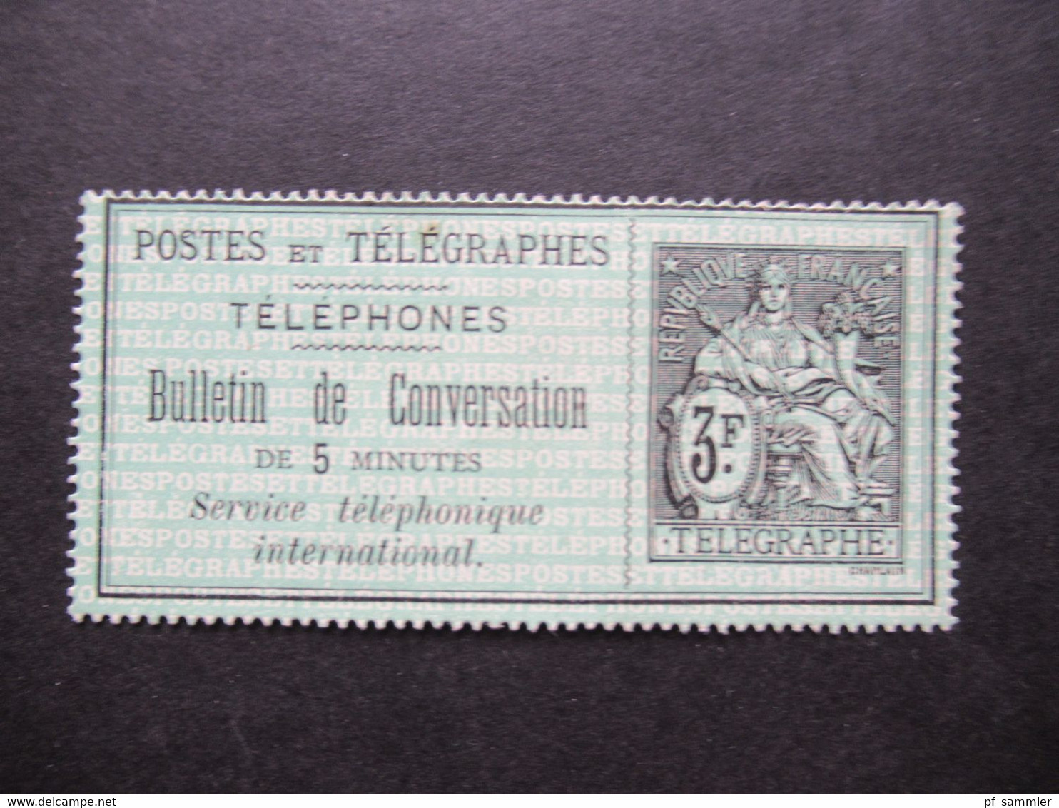 Frankreich um ca. 1888 / 1900 Telefonkarten Bulletin de Conversation 25C, 50C und 3 Franc ungebraucht / Falz