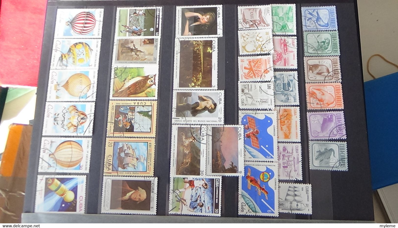 AJ45 Collection de timbres et blocs oblitérés de CUBA  + France N° 258 + 377A + 423 + 429 + 417 ** . Côte 184 euros !!!