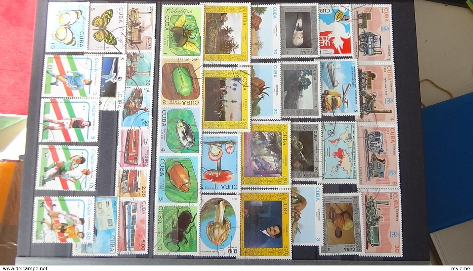 AJ45 Collection de timbres et blocs oblitérés de CUBA  + France N° 258 + 377A + 423 + 429 + 417 ** . Côte 184 euros !!!