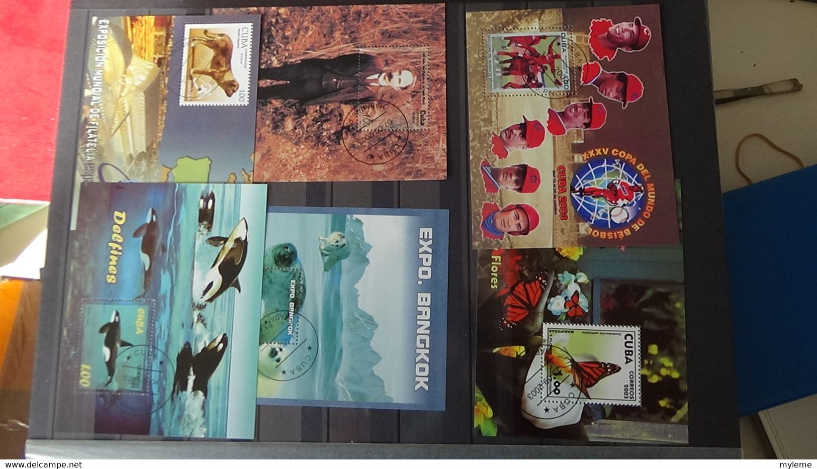 AJ45 Collection de timbres et blocs oblitérés de CUBA  + France N° 258 + 377A + 423 + 429 + 417 ** . Côte 184 euros !!!