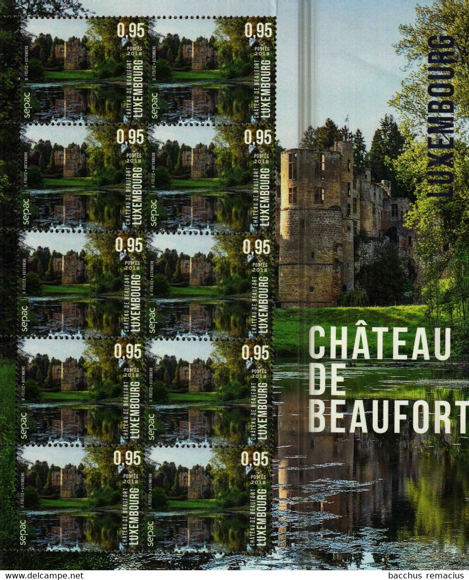 LUXEMBOURG Feuille De 10 Timbres à 0,95 Euro Chateau De Beaufort 2018 - Fogli Completi