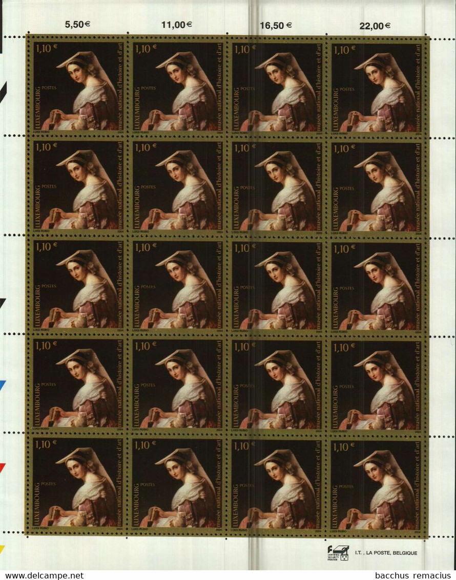 LUXEMBOURG Feuille De 20 Timbres à 1,10 Euro Musée National D`Histoire Et D`Art Tableau De Luigi Rubio (1795-1882) 2004 - Ganze Bögen