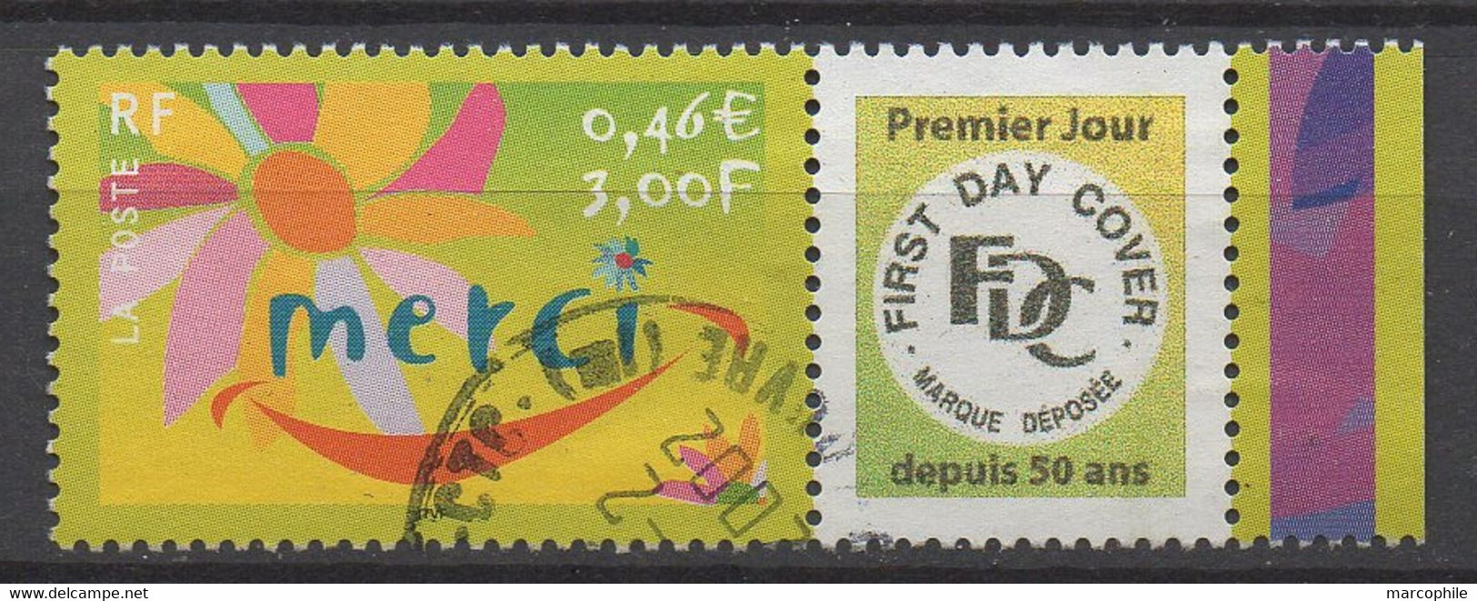 2001 "MERCI" PERSONNALISE # 3379 OBLITERE (ref T2135) - Gebraucht