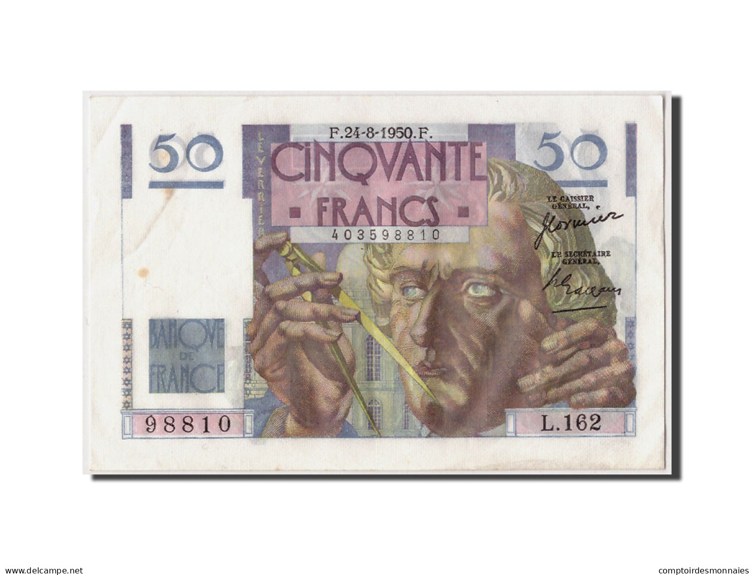 Billet, France, 50 Francs, 50 F 1946-1951 ''Le Verrier'', 1950, 1950-08-24, TTB - 50 F 1946-1951 ''Le Verrier''