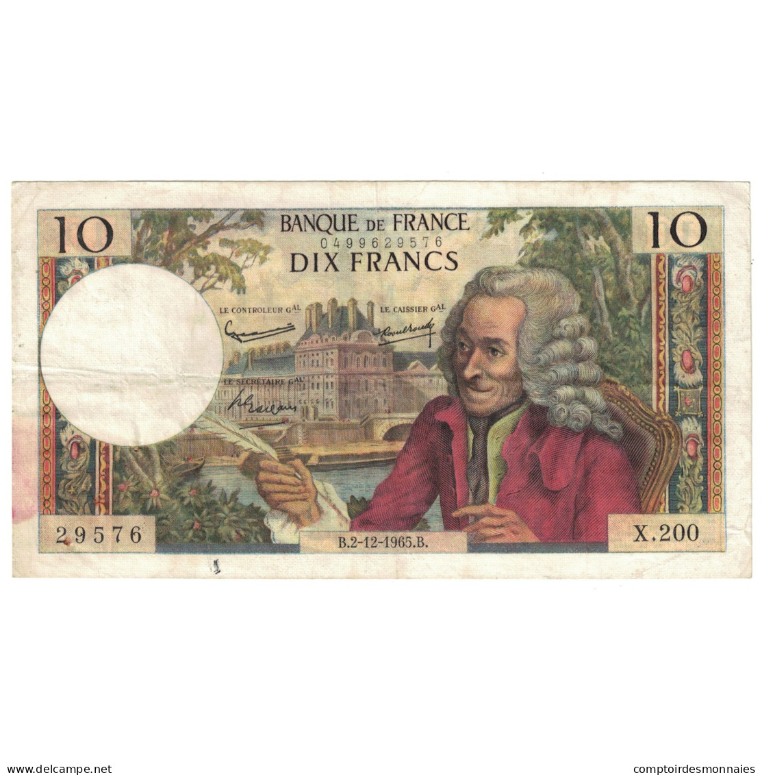 France, 10 Francs, Voltaire, 1965, X.200, TTB, Fayette:62.18, KM:147a - 10 F 1963-1973 ''Voltaire''