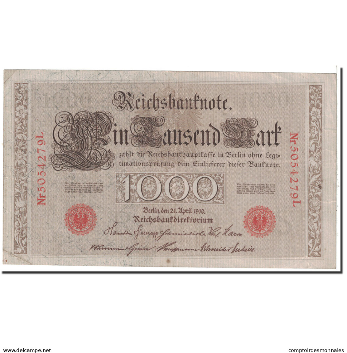 Billet, Allemagne, 1000 Mark, 1910, 1910-04-21, KM:44b, TTB - 1.000 Mark