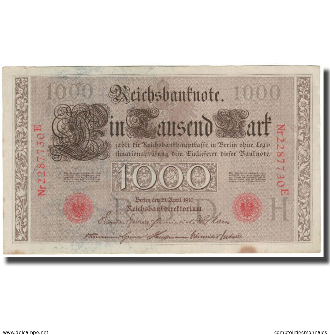 Billet, Allemagne, 1000 Mark, 1910-04-21, KM:44b, TTB - 1.000 Mark