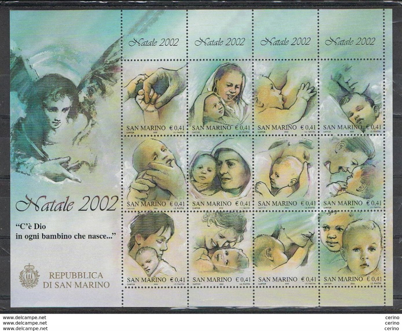 SAN  MARINO:  2002  NATALE  -  BL/FGL. €. 0,41 X 12  N. -  SASS. 69 - Blocchi & Foglietti