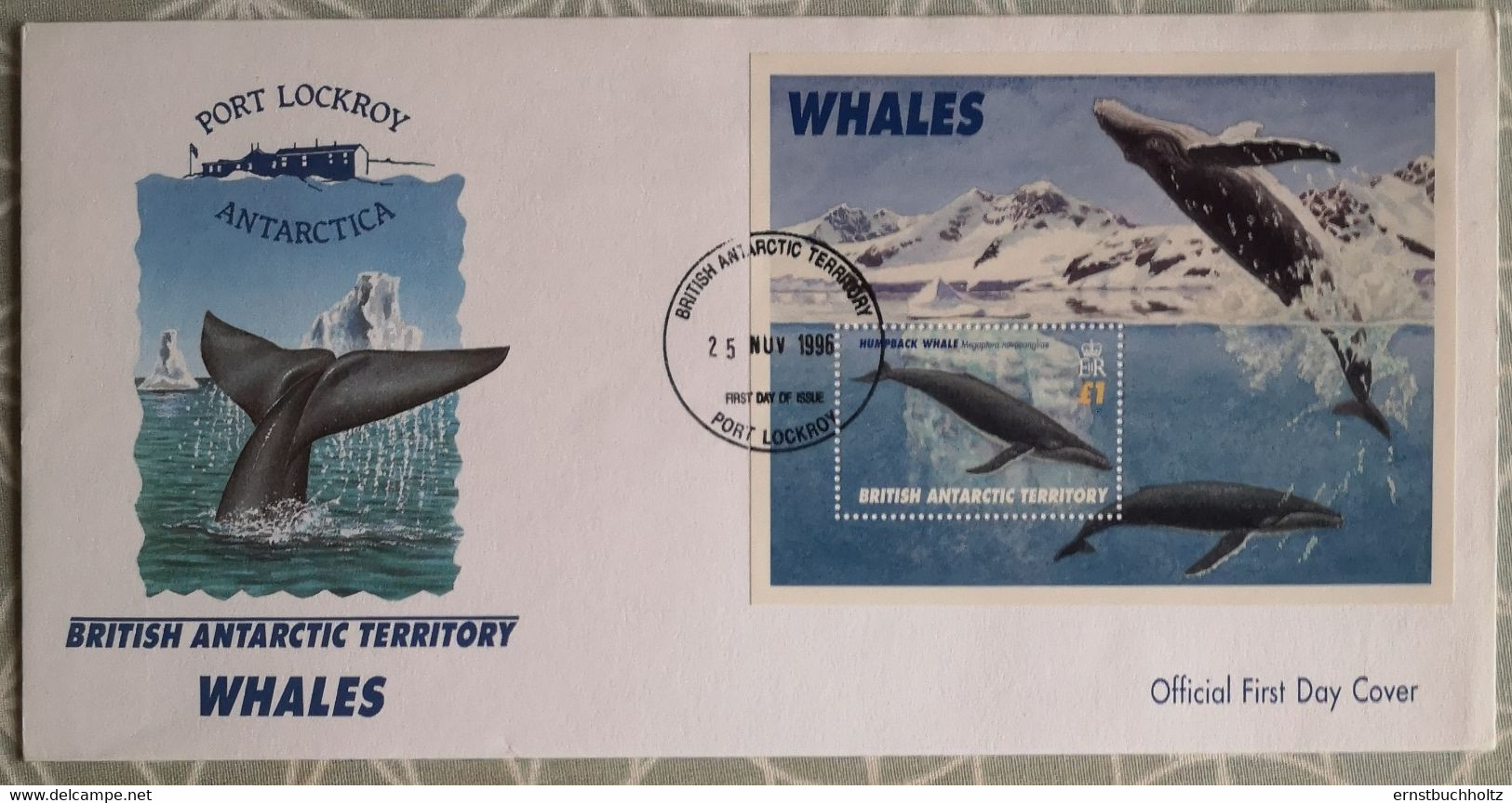 British Antarctic Territory 1996 FDC Whales Block - FDC