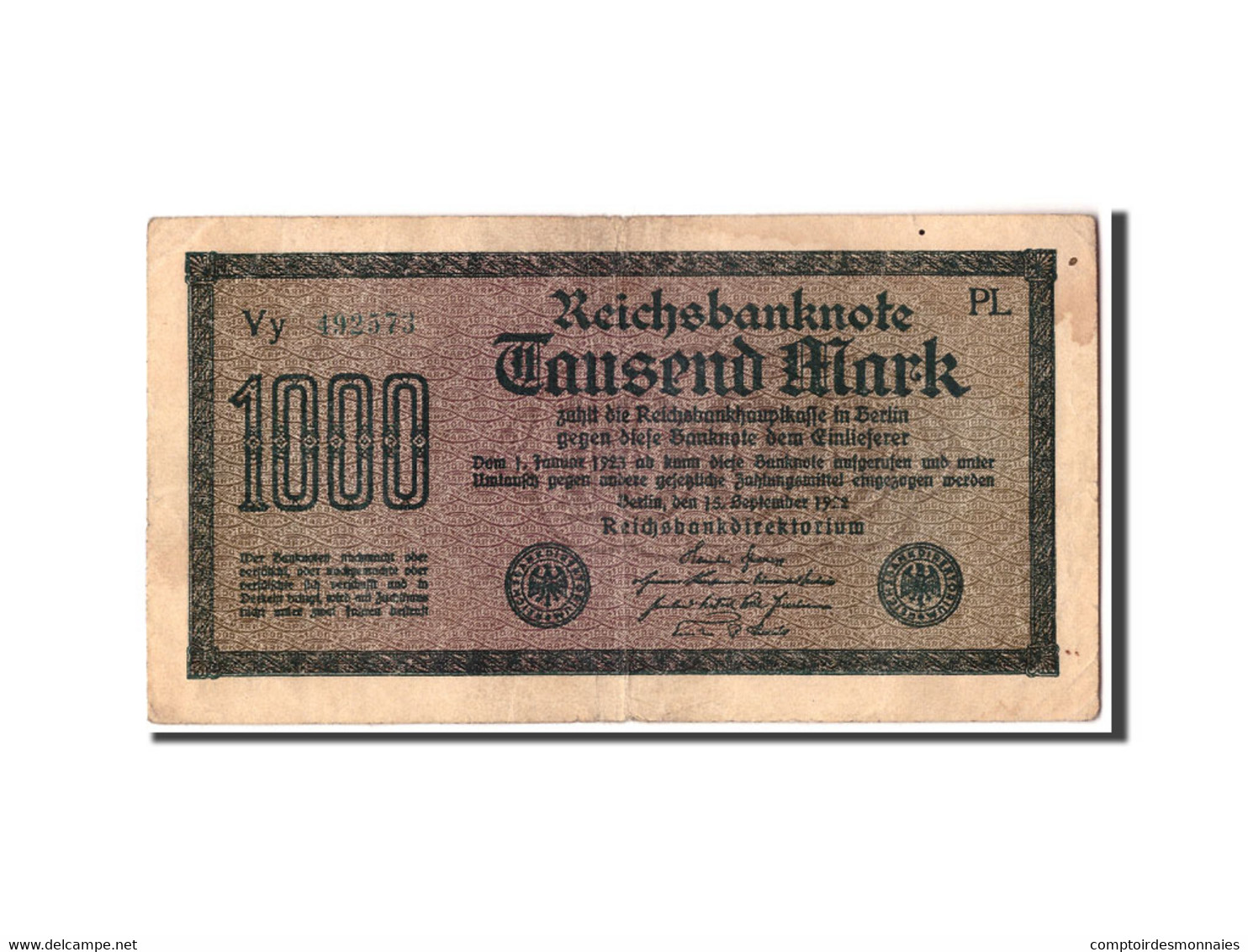 Billet, Allemagne, 1000 Mark, 1922, 1922-09-15, KM:76e, TB - 1000 Mark