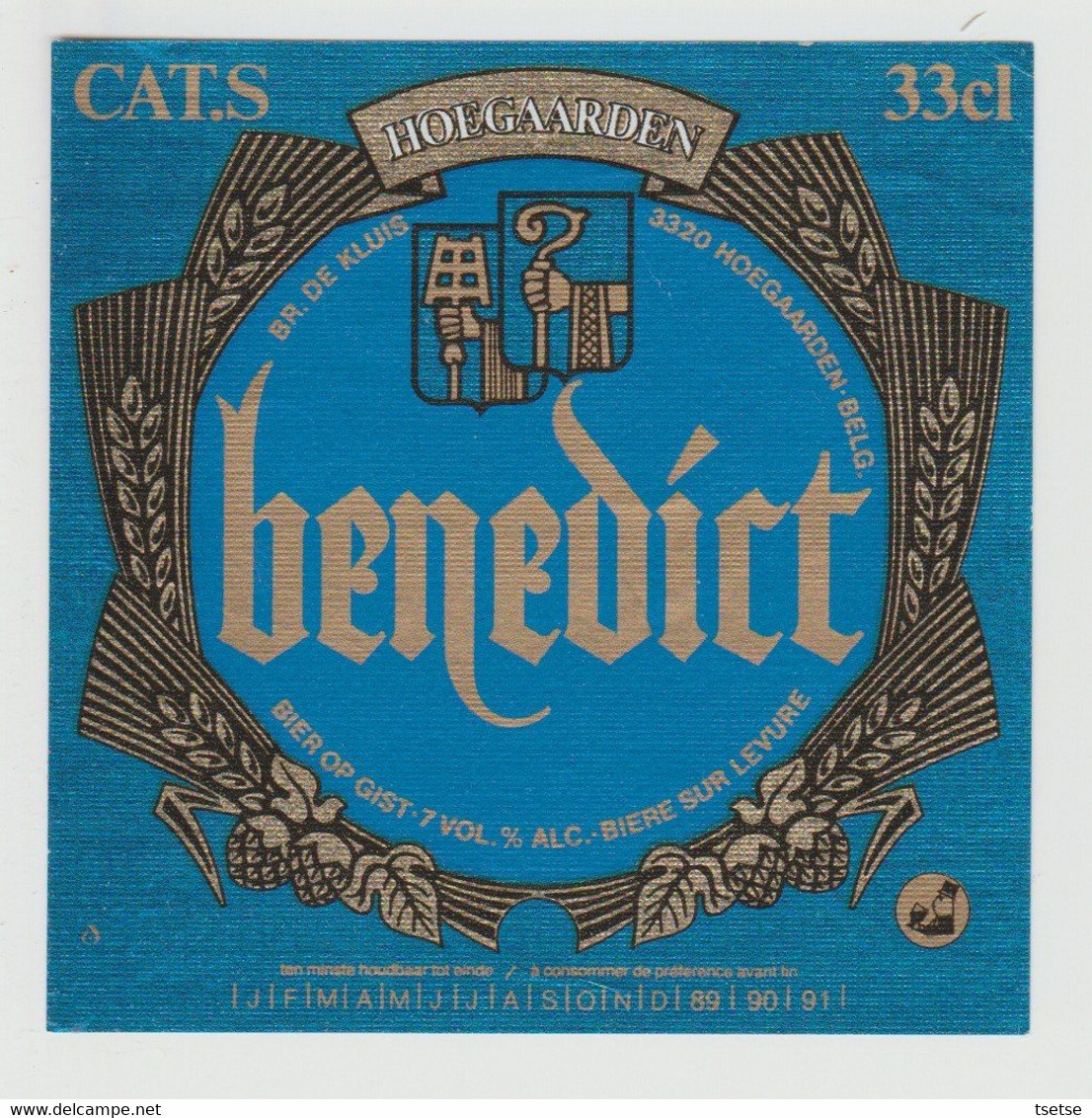 Ancienne étiquette Bière /  Oud Bieretiket - Benedict - Hoegaarden - Hoegaarden