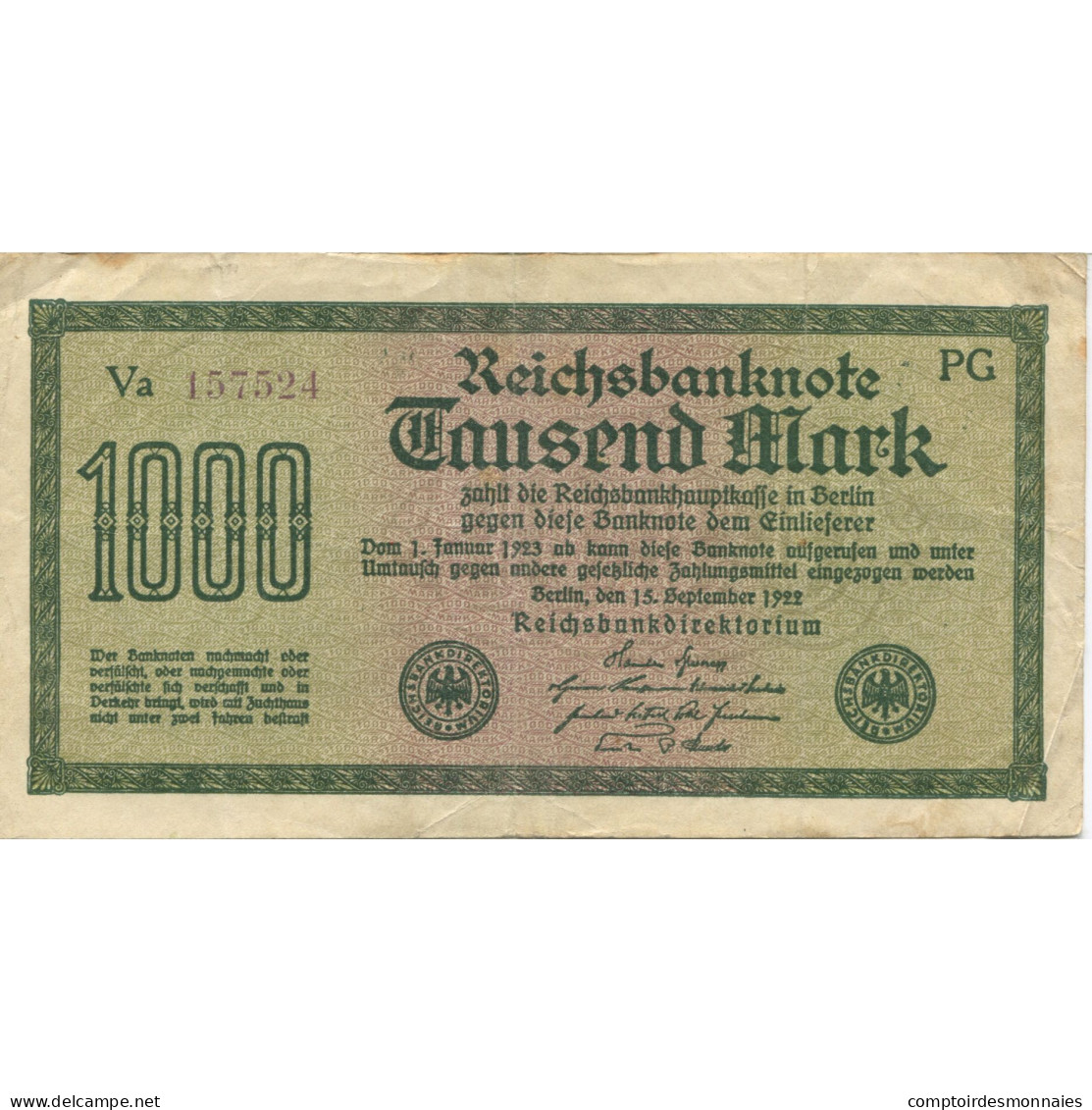 Billet, Allemagne, 1000 Mark, 1923, 1923-01-01, KM:76c, TB - 1000 Mark